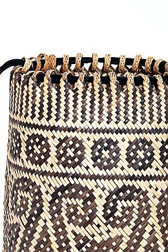 CHIC TRENDY NATURAL WOVEN BUCKET BACKPACK