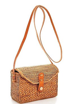 CLASSY CUTE STRAW WOVEN CROSSBODY BAG