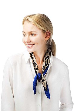 Animal Print Satin Pleated Scarf