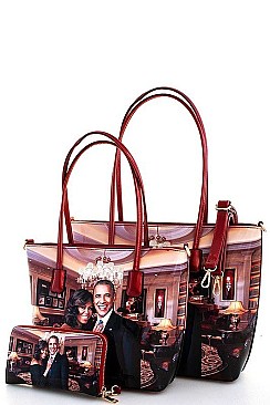 ROYALTY OBAMA PRINT 3 IN 1 SHOPPER SET