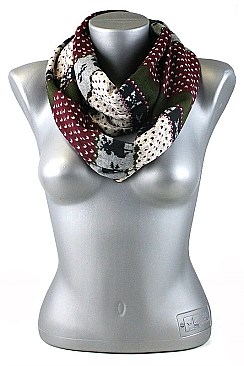 Pack of 12 Multi Tone Reindeer Print Infinity Scarves