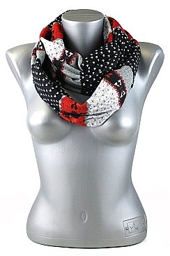 Pack of 12 Multi Tone Reindeer Print Infinity Scarves