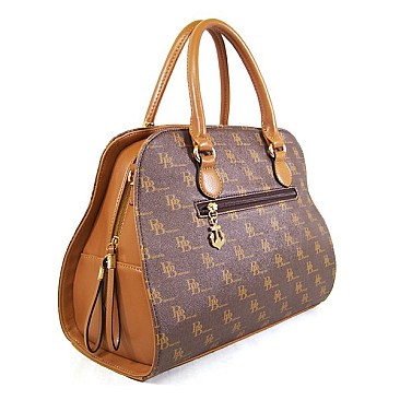 Two Tone Logo Print Satchel