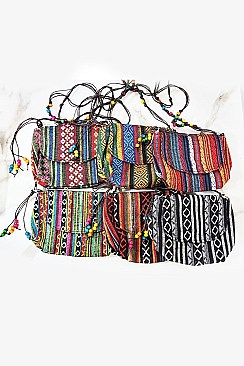 PACK OF ( 12 PCS ) ASSORTED COLOR Boho Vegan Shoulder Bag