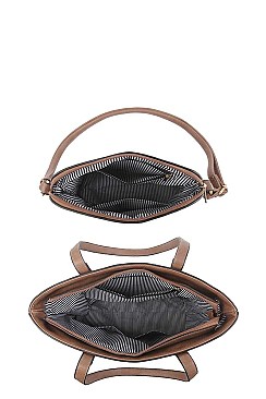 3 IN 1 CLASSIC STYLE LEATHER TOTE BAG SET