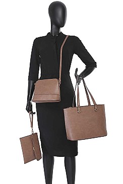 3 IN 1 CLASSIC STYLE LEATHER TOTE BAG SET