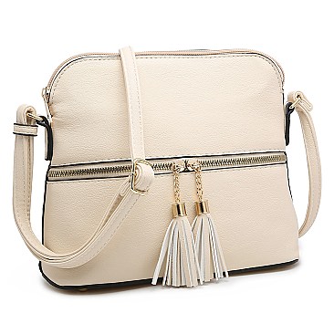 Fashion Tassel Zip Dome Crossbody Bag Satchel