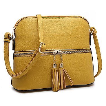 Fashion Tassel Zip Dome Crossbody Bag Satchel