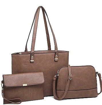 3 IN 1 CLASSIC STYLE LEATHER TOTE BAG SET
