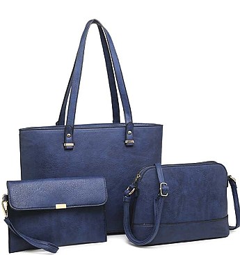 3 IN 1 CLASSIC STYLE LEATHER TOTE BAG SET