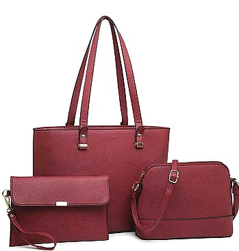 3 IN 1 CLASSIC STYLE LEATHER TOTE BAG SET