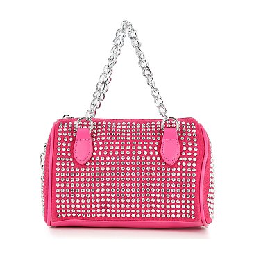 Chain Handle Rhinestone Evening Bag