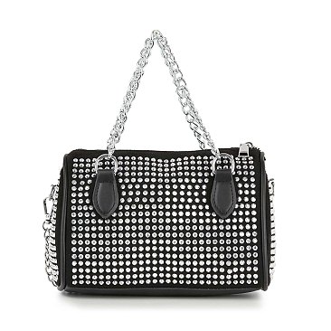 Chain Handle Rhinestone Evening Bag