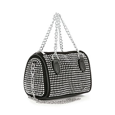 Chain Handle Rhinestone Evening Bag