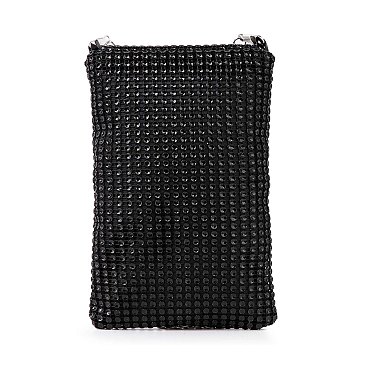 Metal Mesh Rhinestone Daisy Cell Phone Crossbody