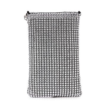 Metal Mesh Rhinestone Daisy Cell Phone Crossbody