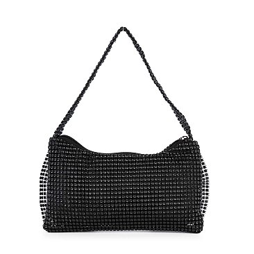 Bow Design Rhinestone Accented Evening Bag