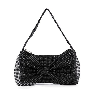 Bow Design Rhinestone Accented Evening Bag