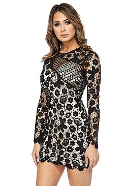 PACK OF 6 PIECES FASHIONABLE LACE LONG SLEEVE DRESS BJBCCD20151