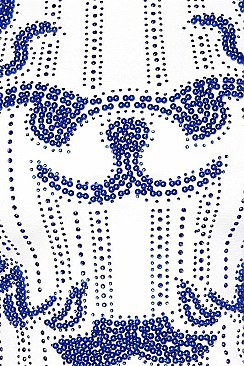 Pack of 6 Pieces Stylish Bead Rhinestone Bear Pattern Shoulder Crop Long Sleeves Top BJBCT7705