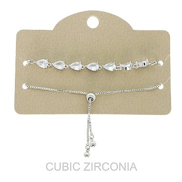 Trendy GOLD Plated Cubic Zirconia Slider Bracelet
