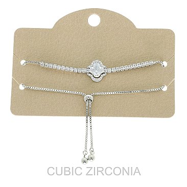 Trendy GOLD Plated Cubic Zirconia Slider Bracelet