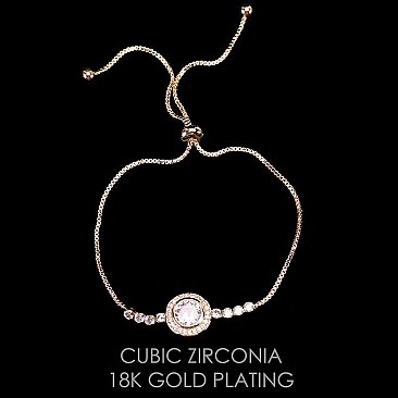 Trendy Plated Cubic Zirconia Slider Bracelet W/ 1 Stone