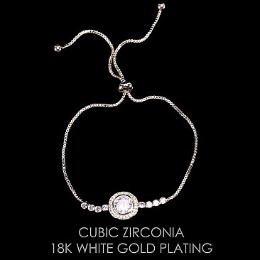 Trendy Plated Cubic Zirconia Slider Bracelet W/ 1 Stone