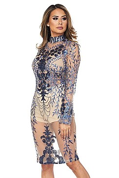 PACK OF 6 PIECES STYLISH MESH LONG SLEEVE SEXY DRESS BJBD10022P5