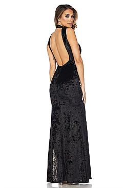 PACK OF 6 PIECES ELEGANT MAXI VELVET OPEN BACK DRESS BJBD40184P1