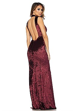 PACK OF 6 PIECES ELEGANT MAXI VELVET OPEN BACK DRESS BJBD40184P1