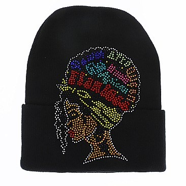 BLACK QUEEN CUFFED RIBBED BEANIE