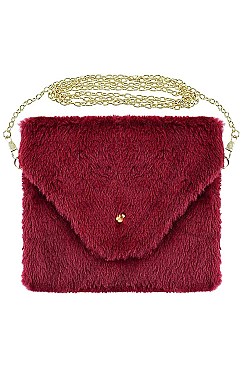 PACK OF 12 SOFT FUR ASSORTED COLOR CLUTCH BAG