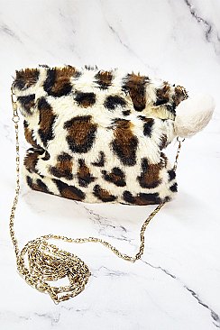 PACK OF 12 LEOPARD SOFT FUR CLUTCH BAG