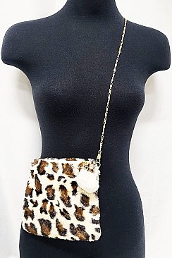 PACK OF 12 LEOPARD SOFT FUR CLUTCH BAG