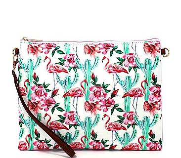 CACTUS FLAMINGO ROSE PRINT 2-WAY SLING BAG