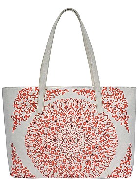 ABSTRACT MANDALA PATTERN EMBROIDERY TOTE BAG