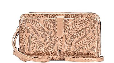 FASHION FLORAL TROPICAL DESIGN CROSSBODY WALLET