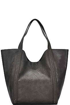 2in1 STYLISH TEXTURED PU LEATHER TRENDY SHOPPER BAG JYBGA-44095