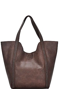 2in1 STYLISH TEXTURED PU LEATHER TRENDY SHOPPER BAG JYBGA-44095