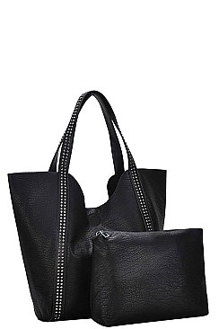 2in1 STYLISH TEXTURED PU LEATHER TRENDY SHOPPER BAG JYBGA-44095