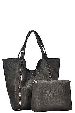 2in1 STYLISH TEXTURED PU LEATHER TRENDY SHOPPER BAG JYBGA-44095