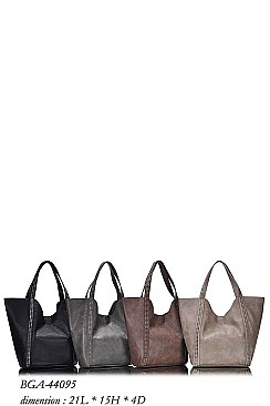2in1 STYLISH TEXTURED PU LEATHER TRENDY SHOPPER BAG JYBGA-44095