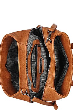 FASHIONABLE SMOOTH TEXTURED PU LEATHER LOOSE SATCHEL WITH LONG STRAP JYBGA-48841