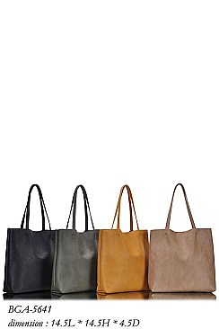 2in1 FASHIONABLE TEXTURED PU LEATHER SOFT TOTE BAG SET JYBGA-5641