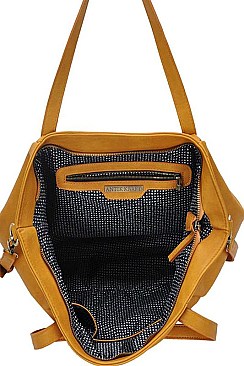 STYLISH TEXTURED PU LEATHER LONG STRAP CHIC SATCHEL  JYBGA-81253