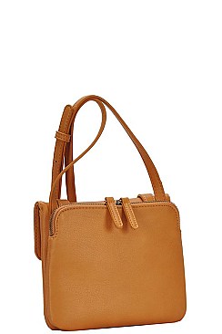 CLASSIC TEXTURED PU LEATHER CROSSBODY SATCHEL  JYBGA-81309