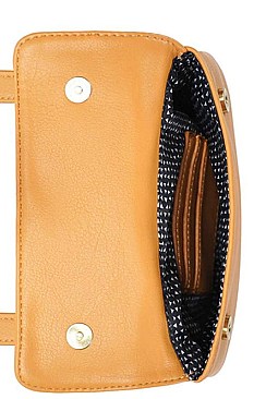 CLASSIC TEXTURED PU LEATHER CROSSBODY SATCHEL  JYBGA-81309