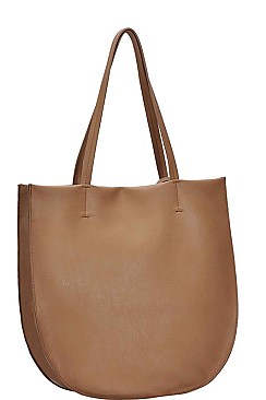 STYLISH TEXTURED PU LEATHER OPEN POCKETS FASHION TOTE BAG JYBGA-81556