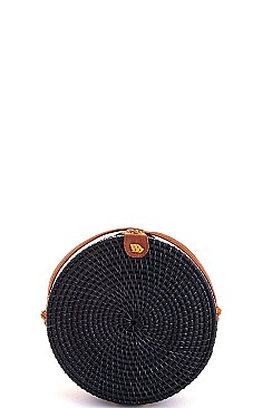 Modern Trendy Natural Straw Woven Circle Bag